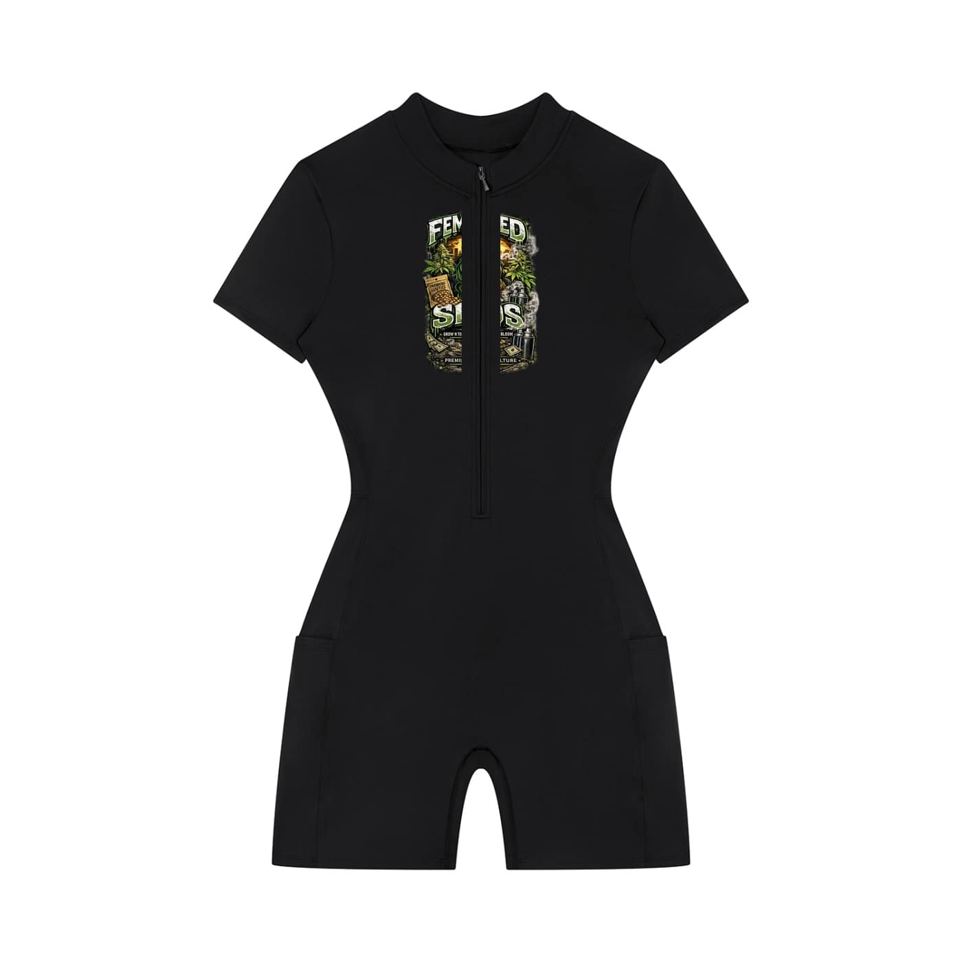 Kinnabis Women's Quarter-Zip Short Sleeve Romper 6 Kinnabis Women's Quarter-Zip Short Sleeve Romper